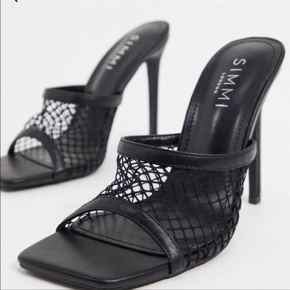 Trendy fishnet mules, square toe, never worn - Picture 2 of 4